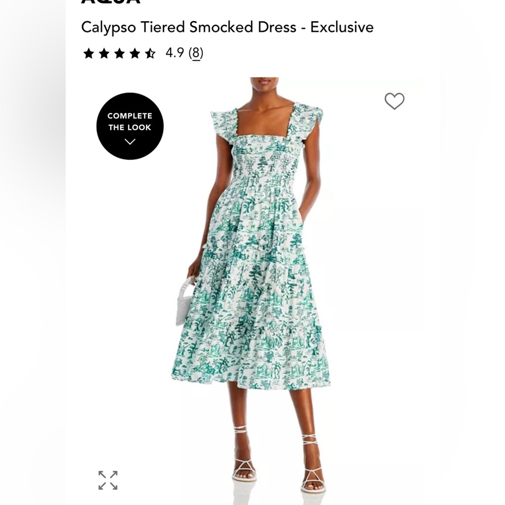 Aqua Calypso Tiered Smocked Dress in Green and White